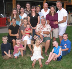 Nancy and Bill with children and grandchildren.